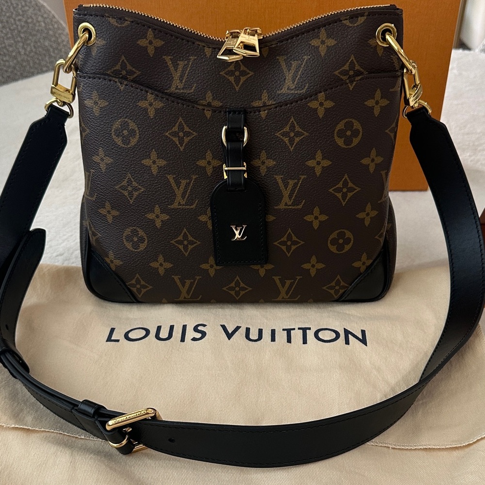 Louis Vuitton Odeon PM black monogram and gold hardware shoulder bag